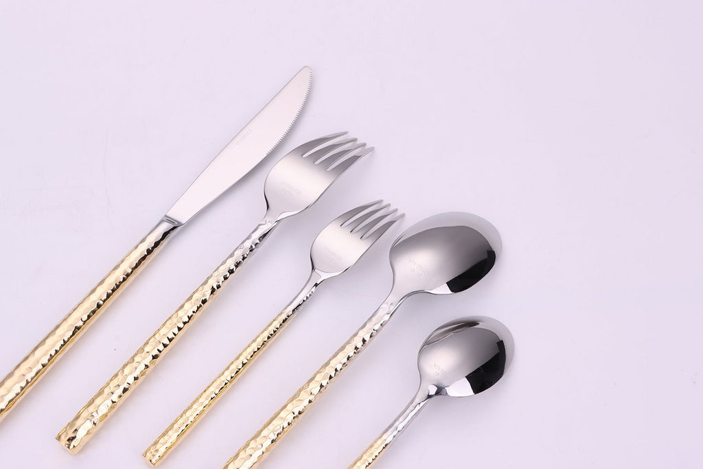 Pexo 20 Pc Flatware Set Graduated Gold Handles, Service for 4 - HOUSE OF SHE