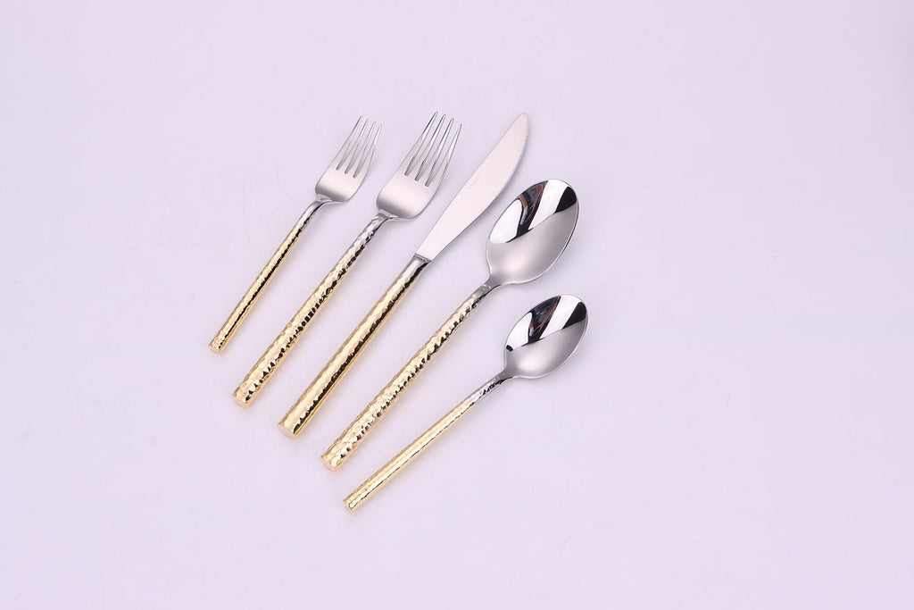 Pexo 20 Pc Flatware Set Graduated Gold Handles, Service for 4 - HOUSE OF SHE