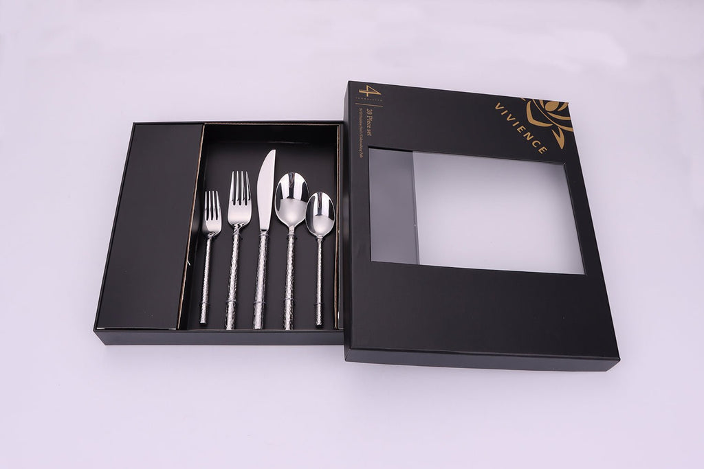Pexo 20 Pc Silver Flatware Set, Service for 4 - HOUSE OF SHE