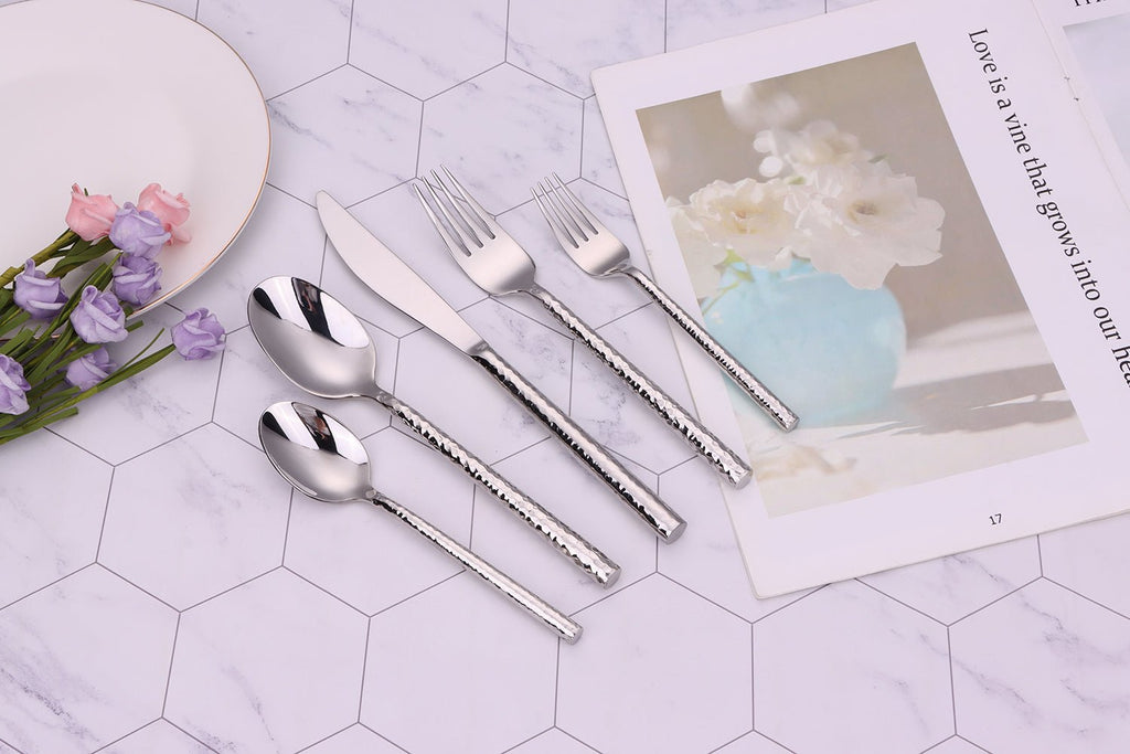 Pexo 20 Pc Silver Flatware Set, Service for 4 - HOUSE OF SHE