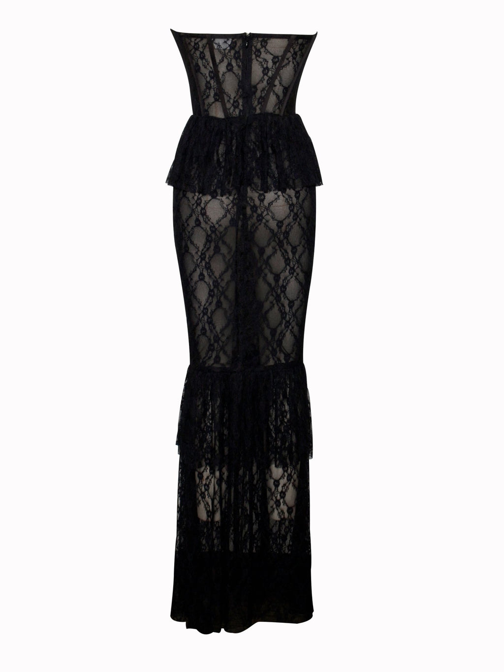Quennell Black Lace Corset Maxi Dress - HOUSE OF SHE