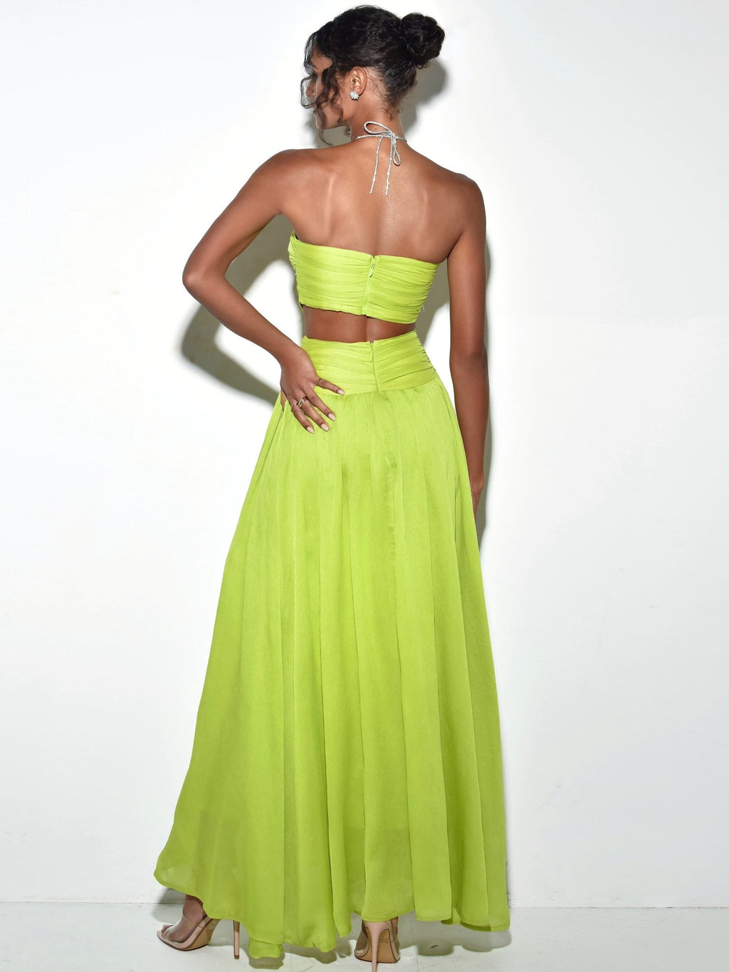 Quinby Chiffon Pleated Maxi Dress - HOUSE OF SHE