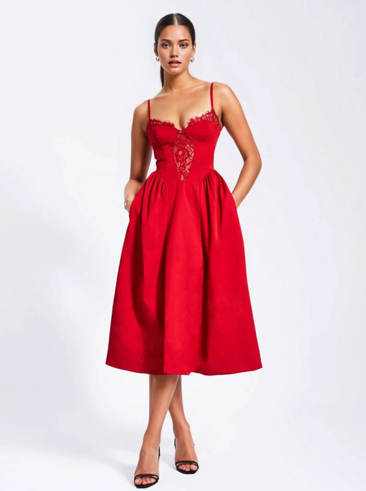 Rae Red Lace Dress - HOUSE OF SHE