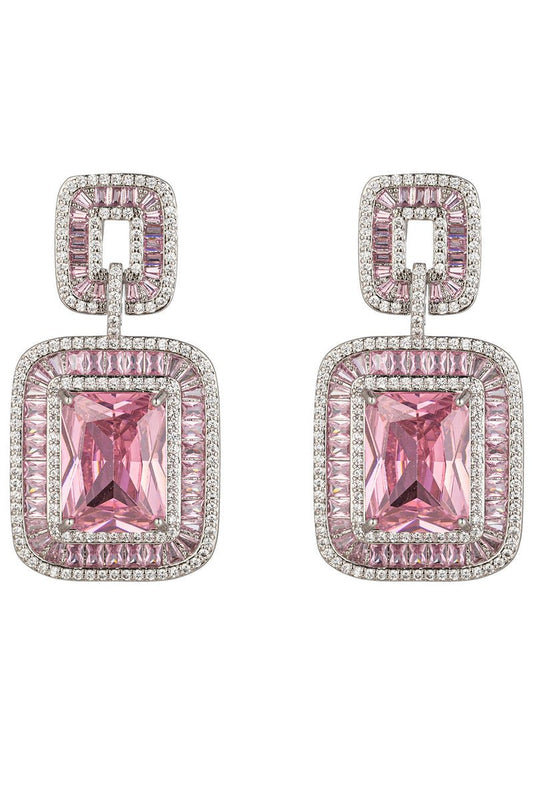 Rose Pink CZ Dangle Earring - HOUSE OF SHE