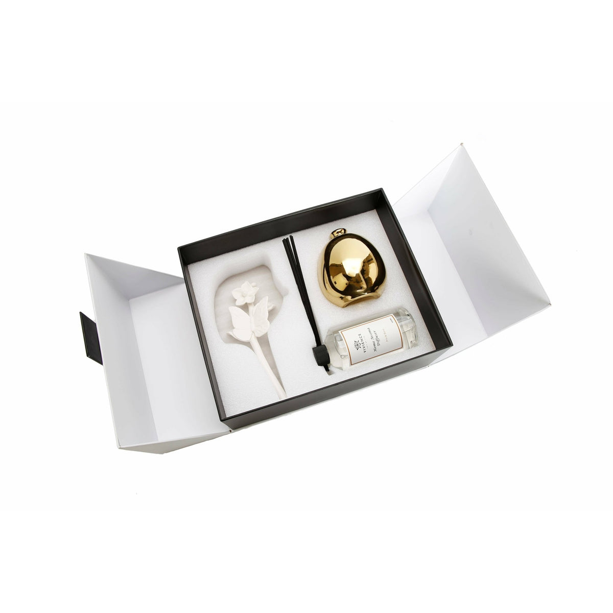 Round Polished Gold Diffuser, “Iris and Rose” - HOUSE OF SHE