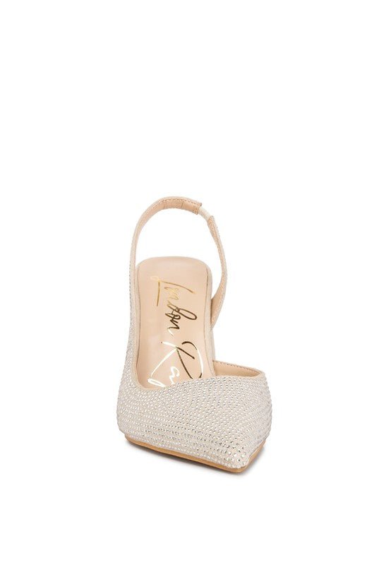 Saranna Rhinestone Embellished Suede Heel Sandals - HOUSE OF SHE