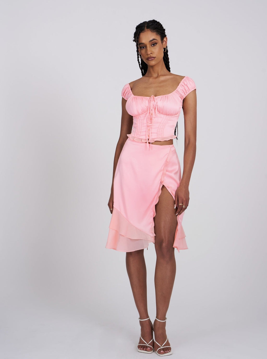 Scarlett Pink Satin Bustier Top - HOUSE OF SHE