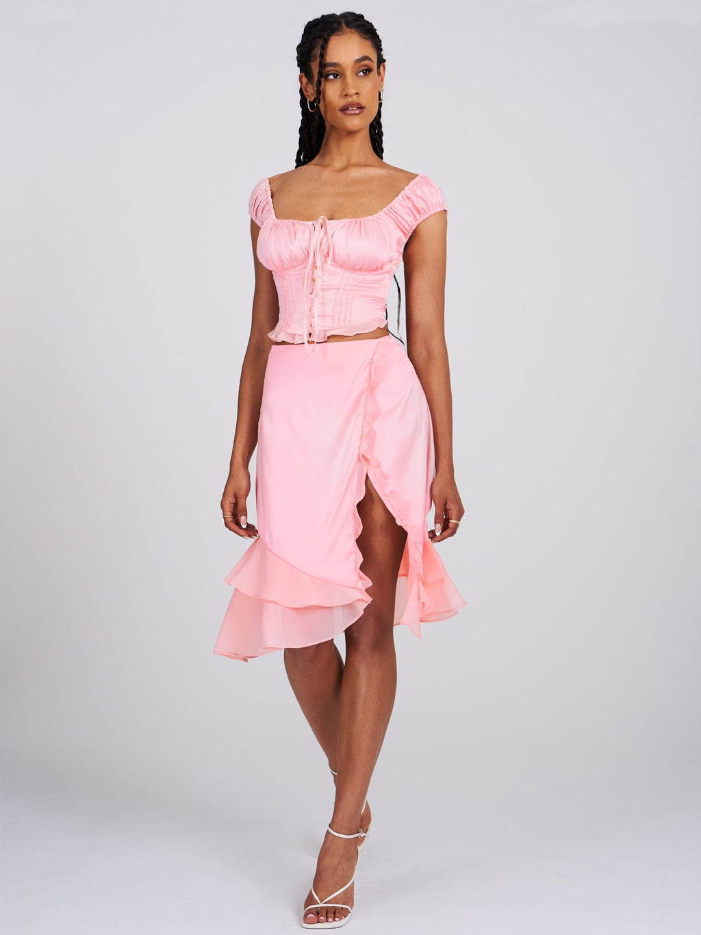 Scarlett Pink Satin Bustier Top - HOUSE OF SHE