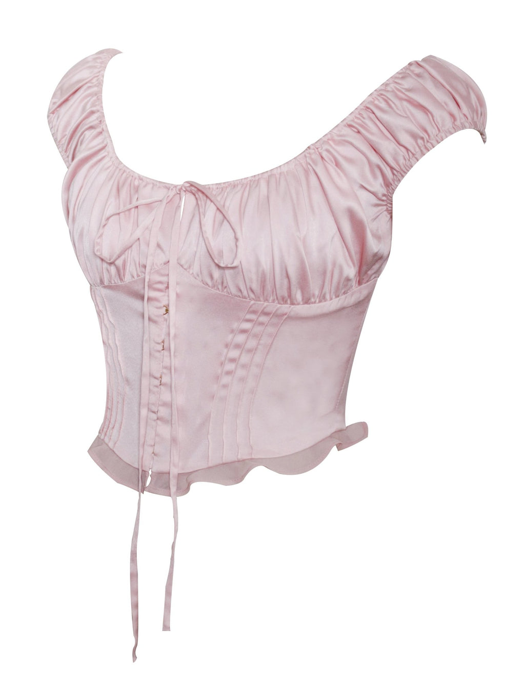 Scarlett Pink Satin Bustier Top - HOUSE OF SHE