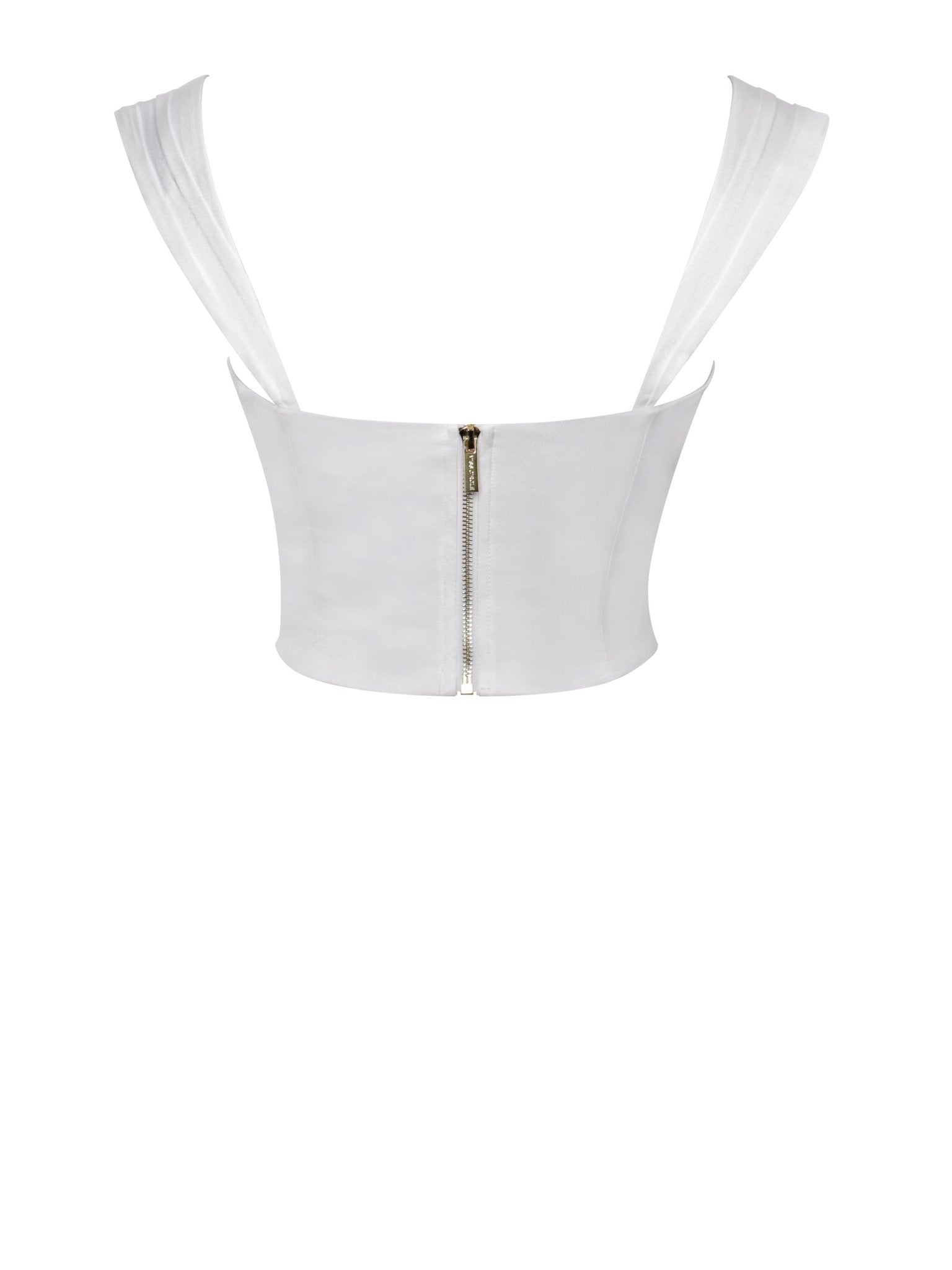 Serina White Lace Satin Corset Top - HOUSE OF SHE