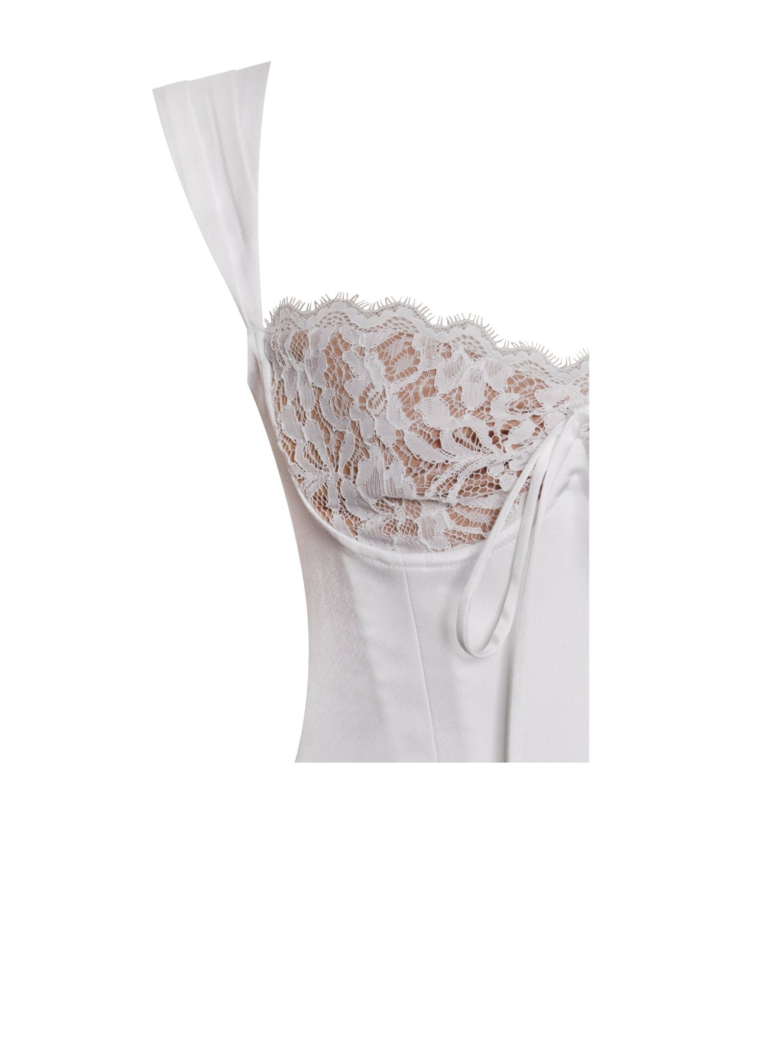 Serina White Lace Satin Corset Top - HOUSE OF SHE