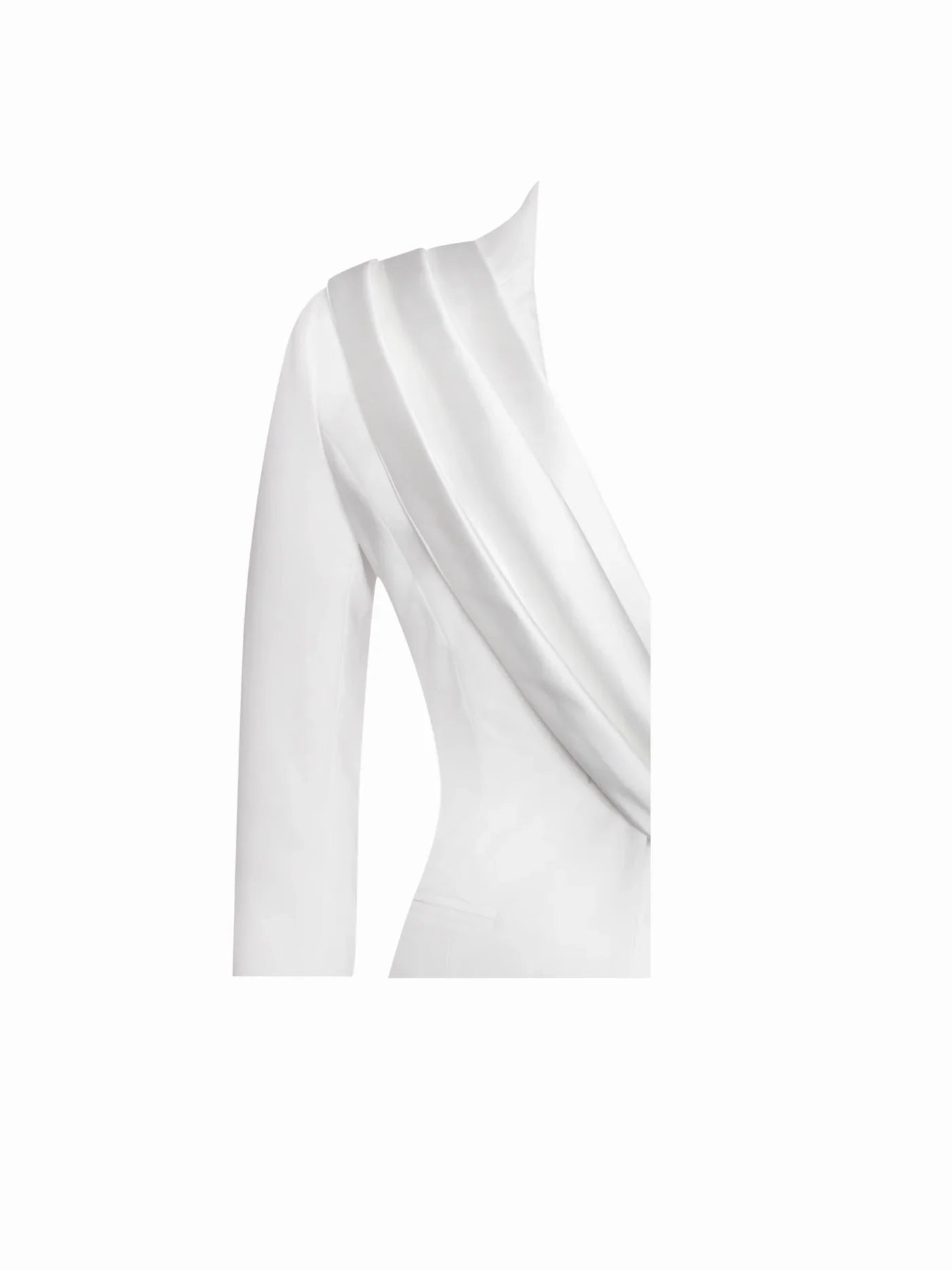 Skyfall White Draping Blazer - HOUSE OF SHE