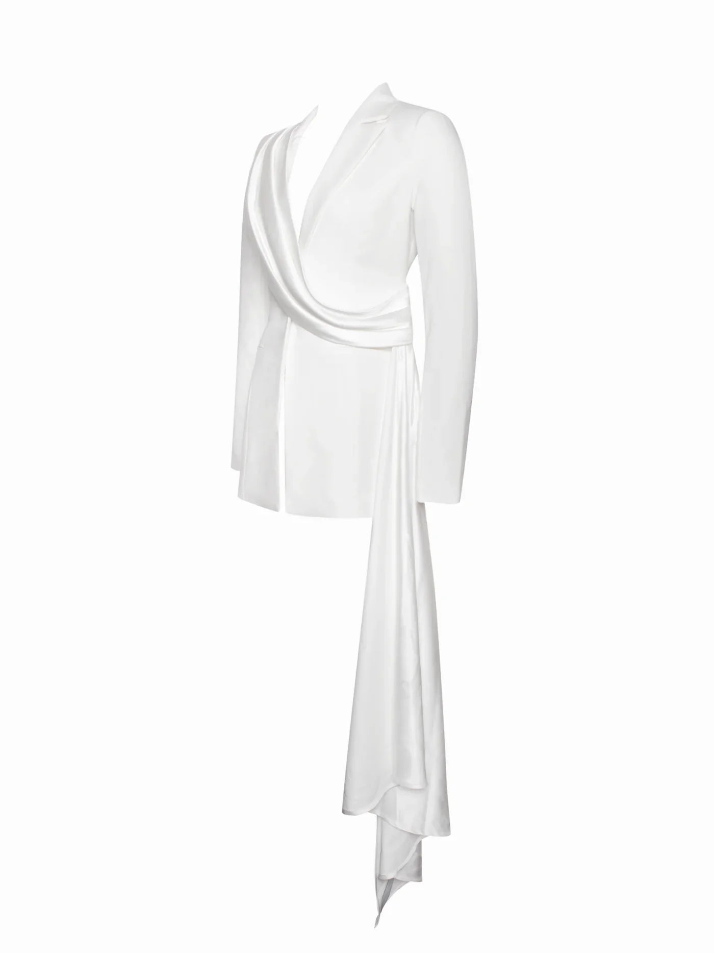 Skyfall White Draping Blazer - HOUSE OF SHE