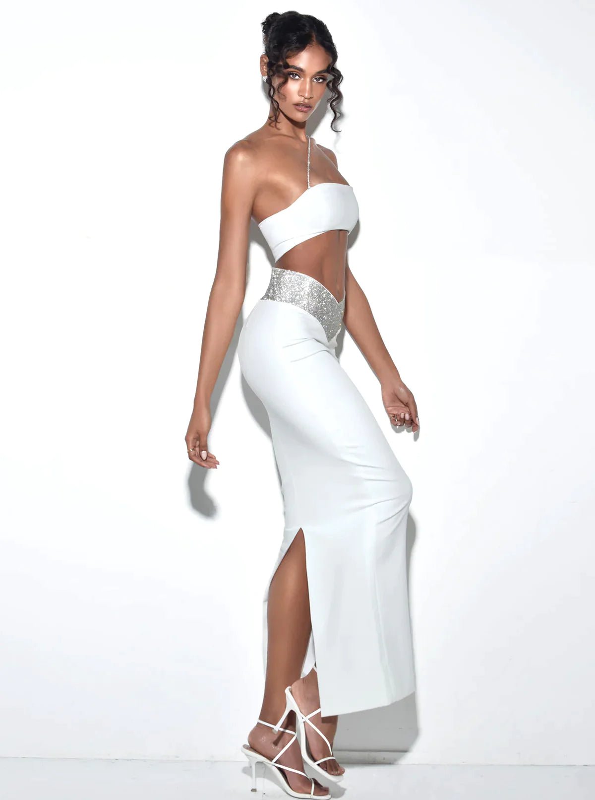 Sparkle White Bandeau Top - HOUSE OF SHE