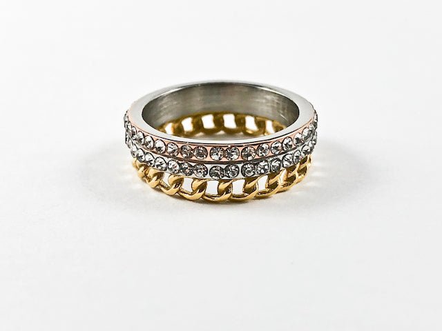 Stella 3 Link Eternity Band Steel Ring - HOUSE OF SHE
