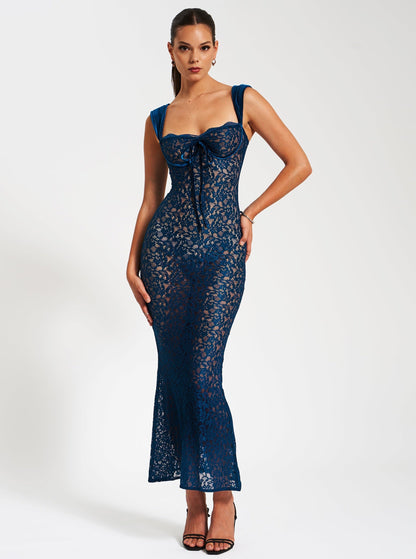 Vita Teal Lace Maxi Dress