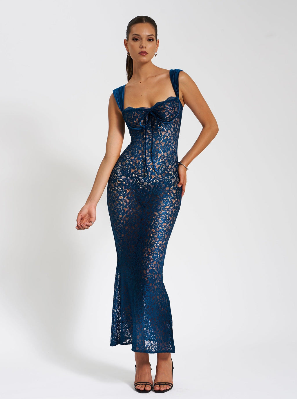 Vita Teal Lace Maxi Dress - HOUSE OF SHE